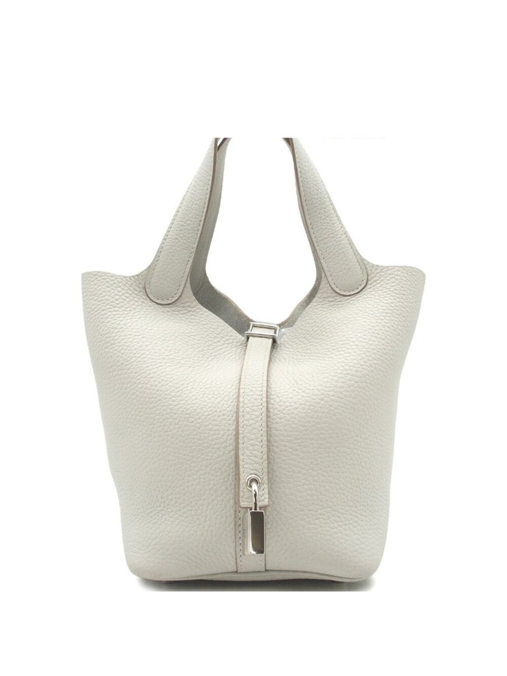 Hermes Picotin Lock PM Pearl Gray Silver Taurillon Clemence Handbag